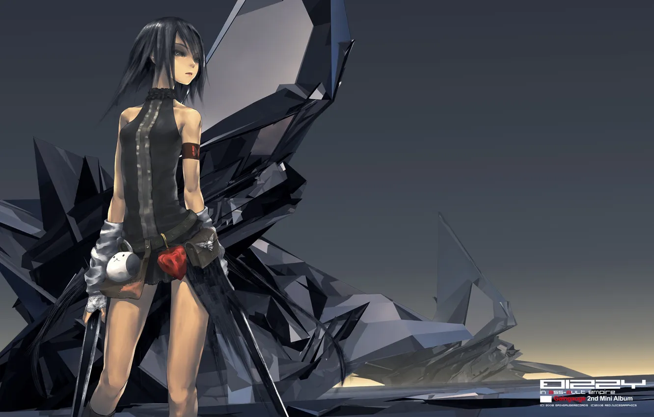 Фото обои оружие, короткие волосы, аниме-девушка, gaingauge