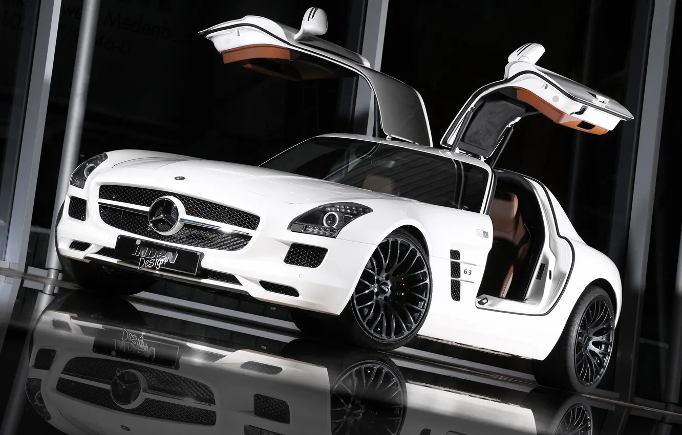 Фото обои car, машина, отражение, tuning, reflection, INDEN Design Mercedes SLS AMG, 2400x1602