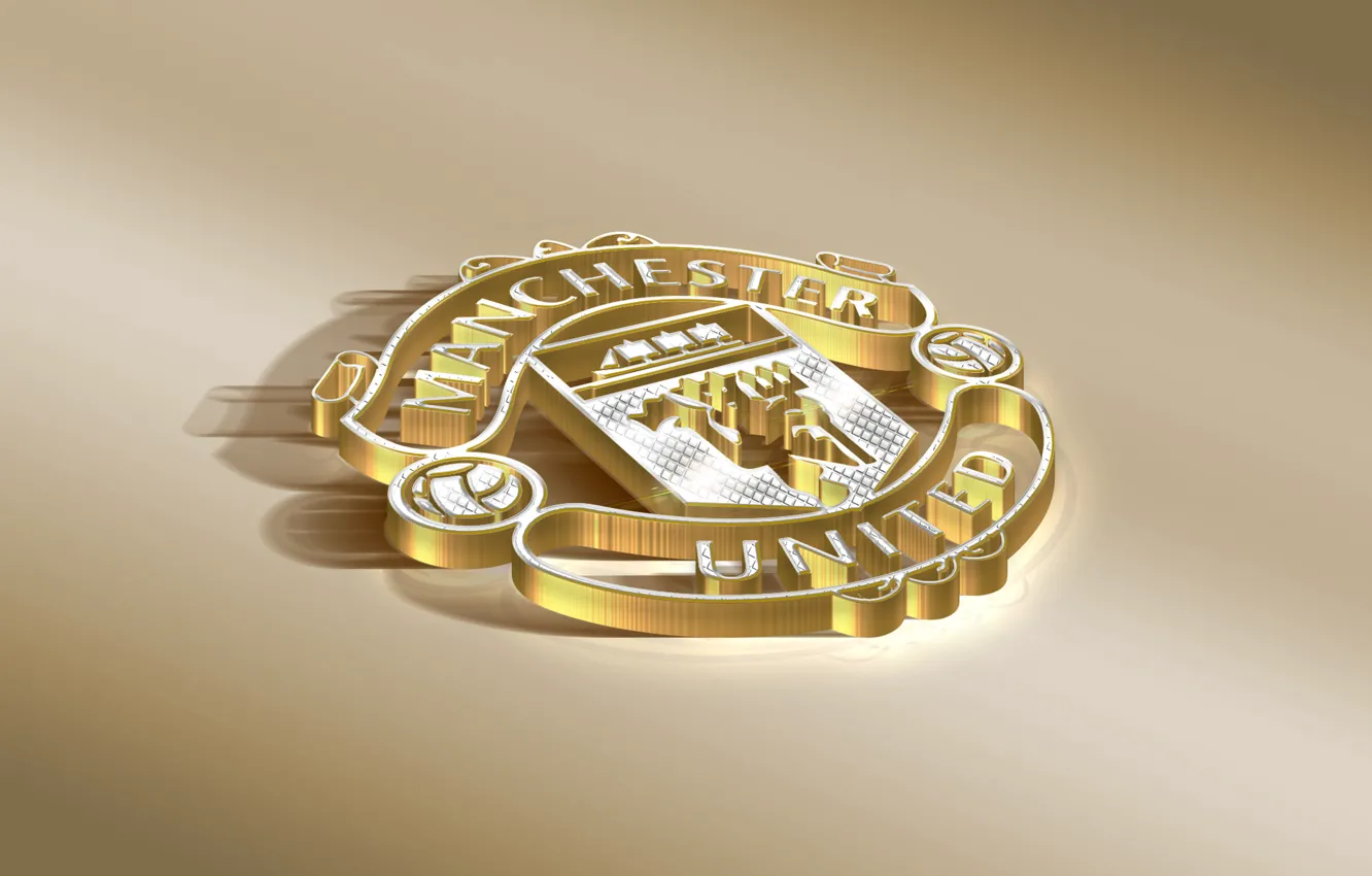 Фото обои Logo, Golden, Football, Manchester United, Soccer, Silver, Emblem, English Club