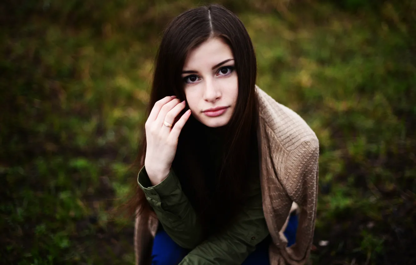Фото обои осень, девушка, взляд