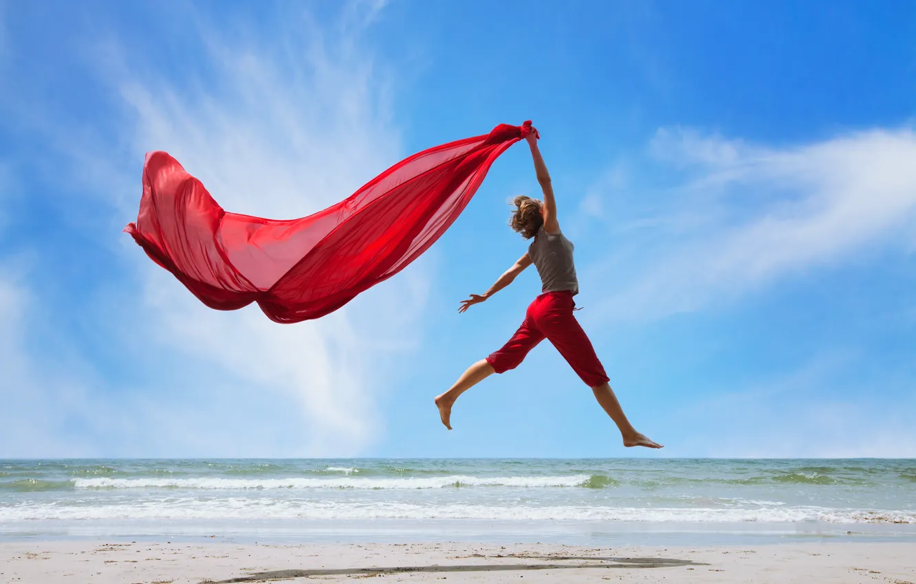 Фото обои desert, jump, cloth