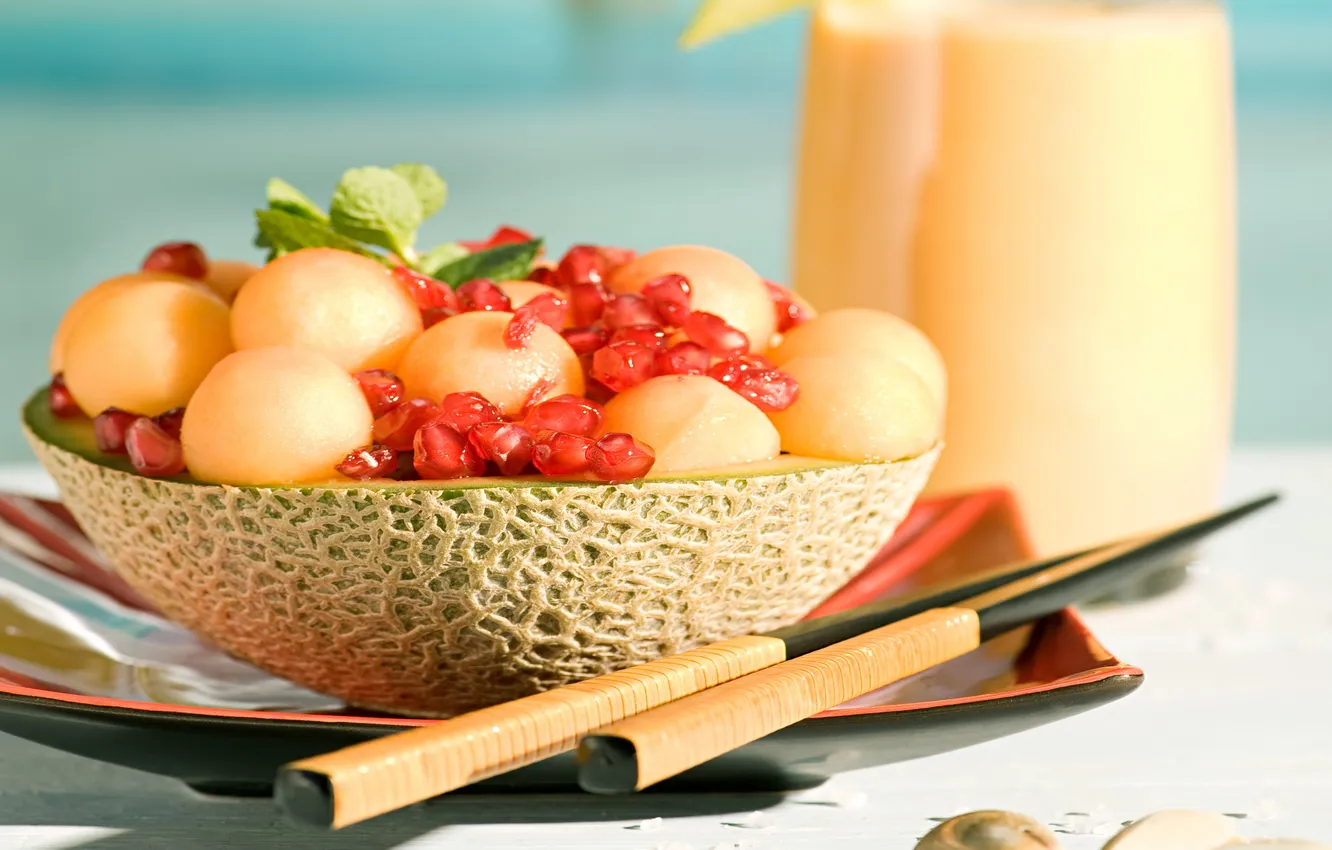 Фото обои коктейль, summer, фрукты, beach, fresh, fruit, drink, tropical