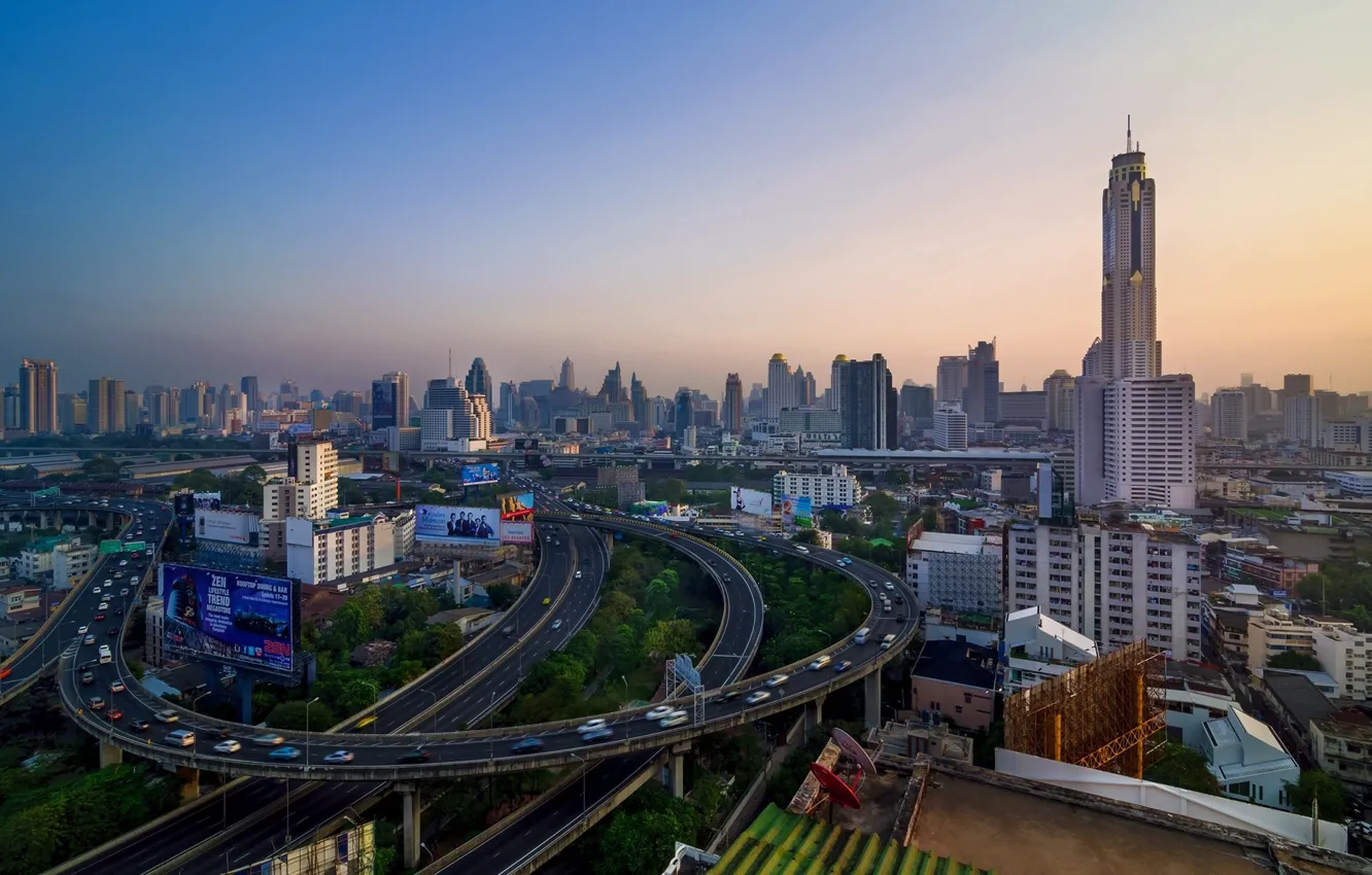 Фото обои город, утро, Тайланд, Бангкок