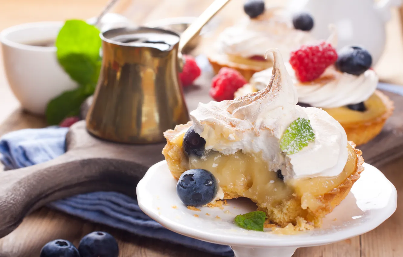 Фото обои лайм, крем, десерт, творог, тарталетки, безе, Iryna Melnyk