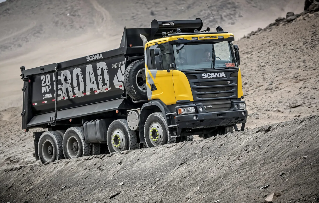 Фото обои грузовик, скания, Scania, 2013, самосвал, спецтехника, 8×4, G440