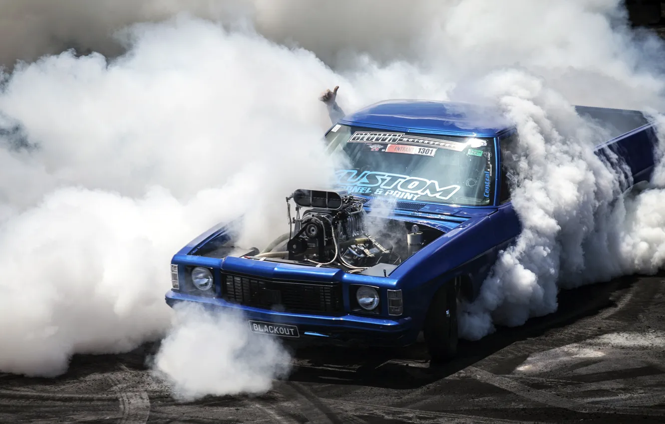 Фото обои шевроле, chevrolet, пикап, burnout, pickup