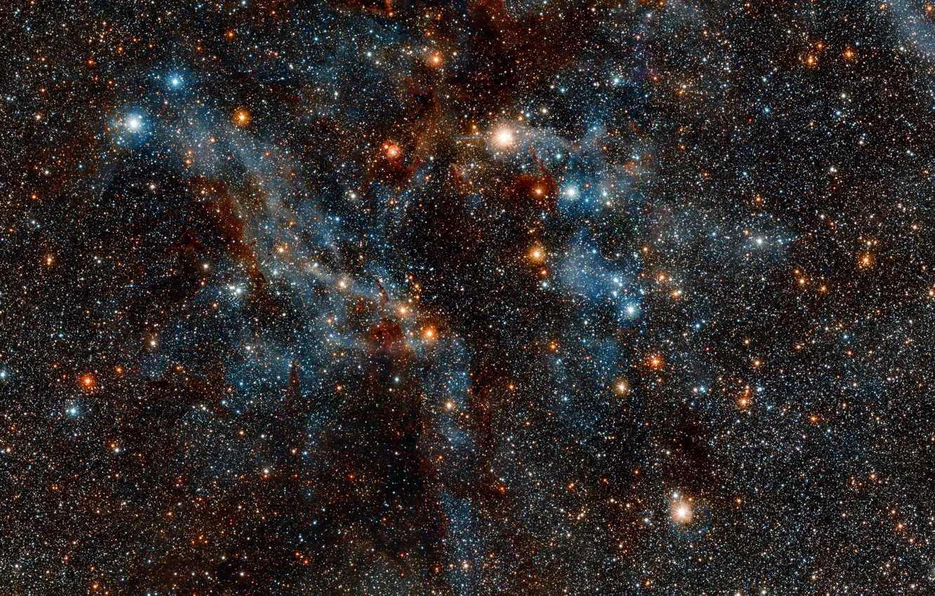 Фото обои Nebula, NGC 3372, Infrared, Diffuse nebulae, Constellation of Carina, Region of the Carina Nebula