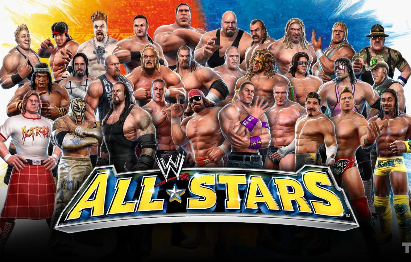 Фото обои WWE, полный состав, рестлеры всех времён, all stars