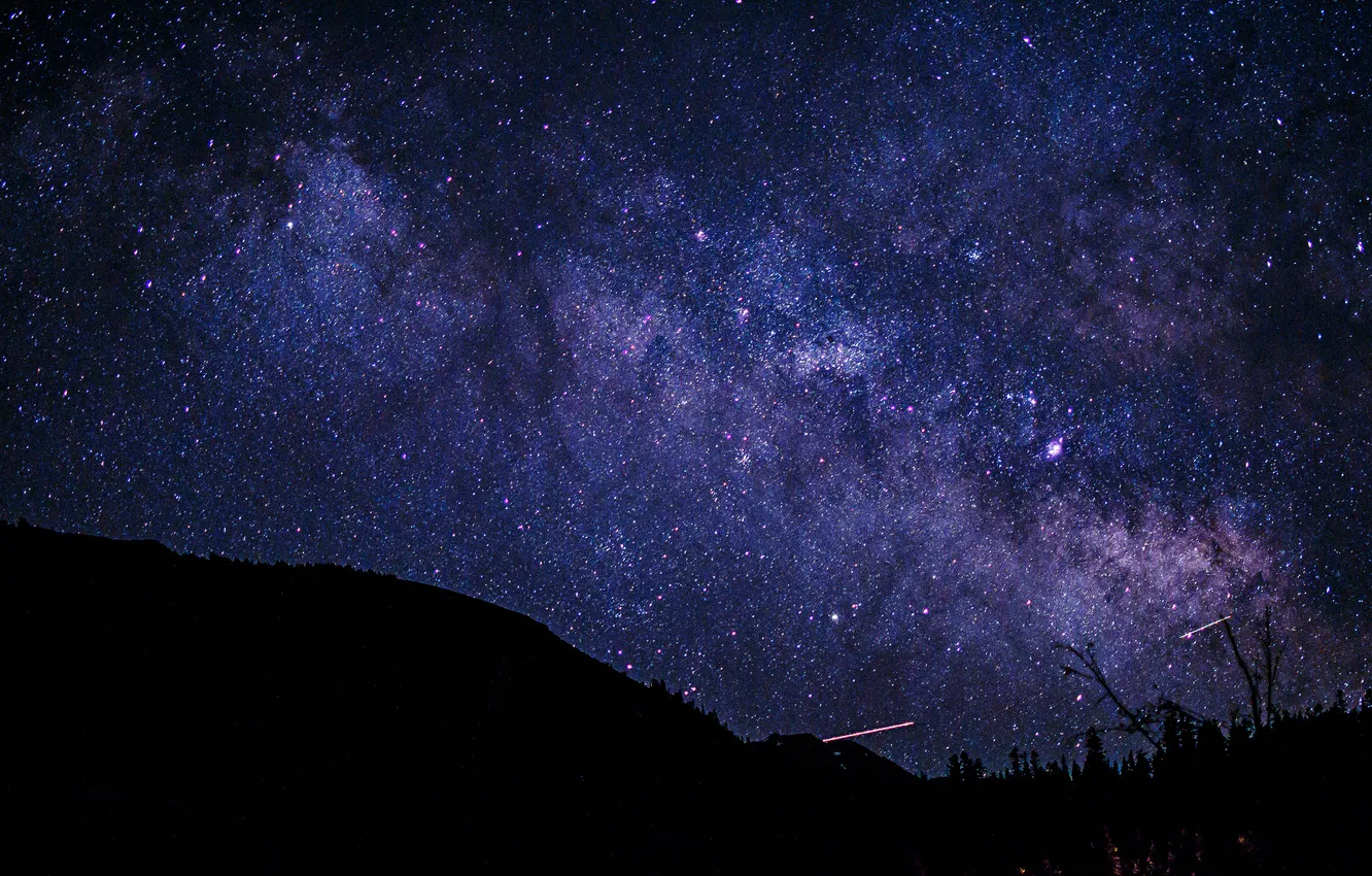 Фото обои космос, звезды, ночь, пространство, силуэт, млечный путь