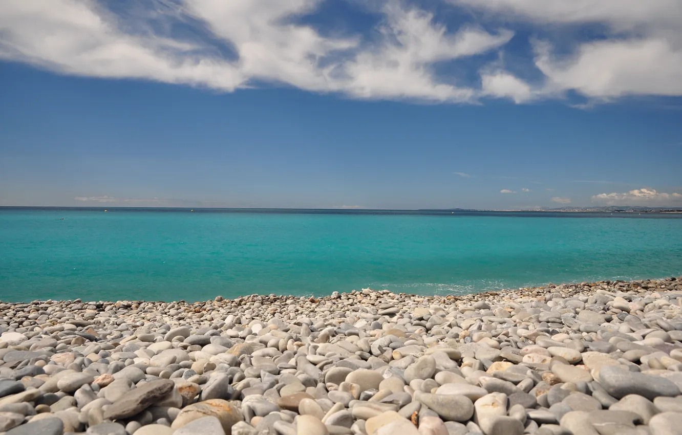 Фото обои море, пляж, небо, галька, камни