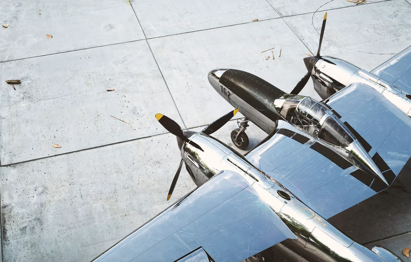 Фото обои плиты, самолёт, вид с верху, P-38 Lightning