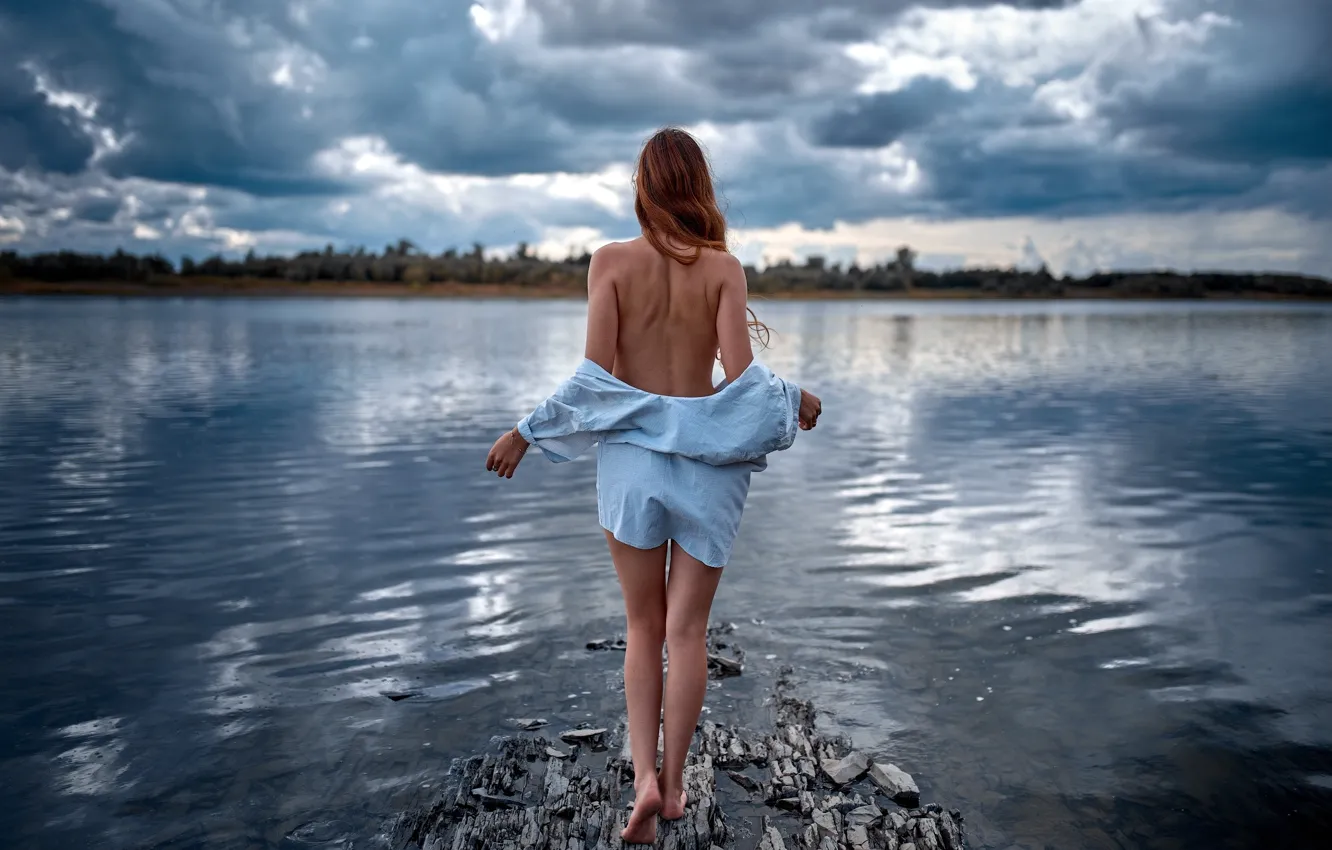 Фото обои вода, Девушка, рыжая, Вячеслав Шишков