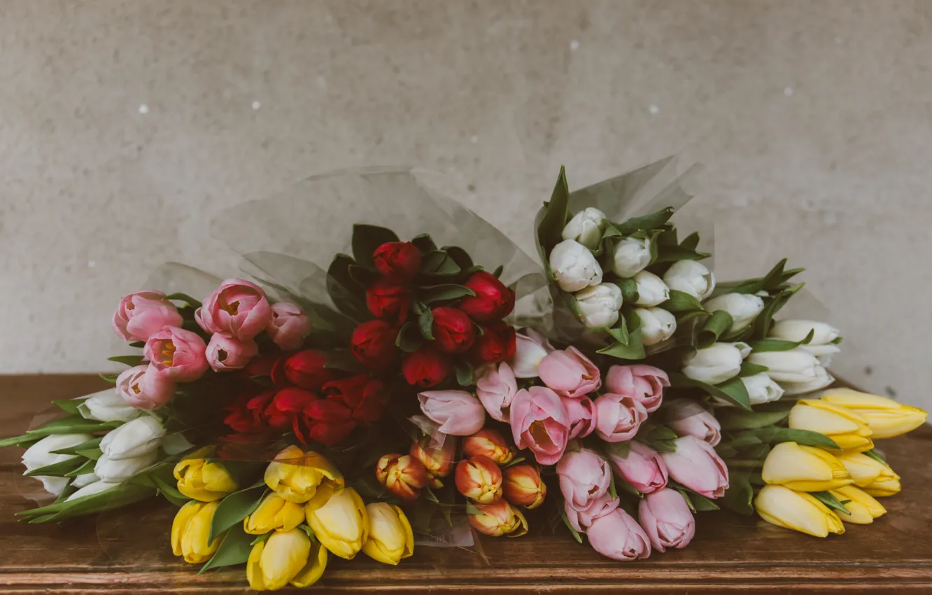 Фото обои colors, tulips, bouquet
