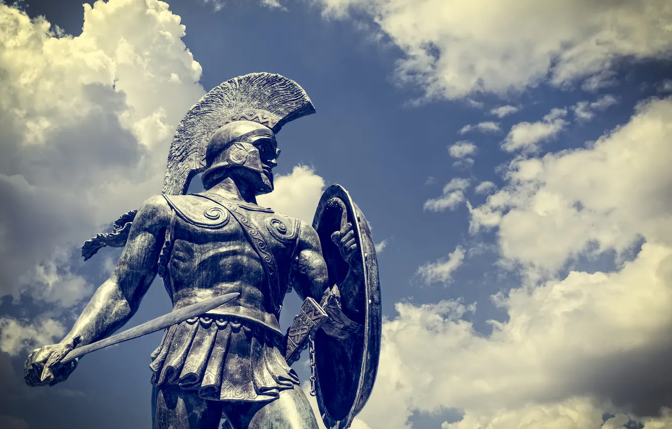 Фото обои soldier, statue, Sparta, modern day