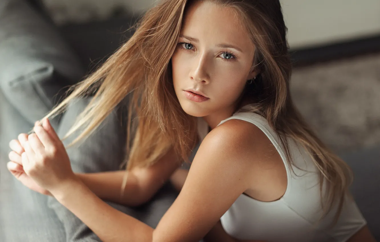 Фото обои girl, long hair, photo, blue eyes, model, lips, face, blonde