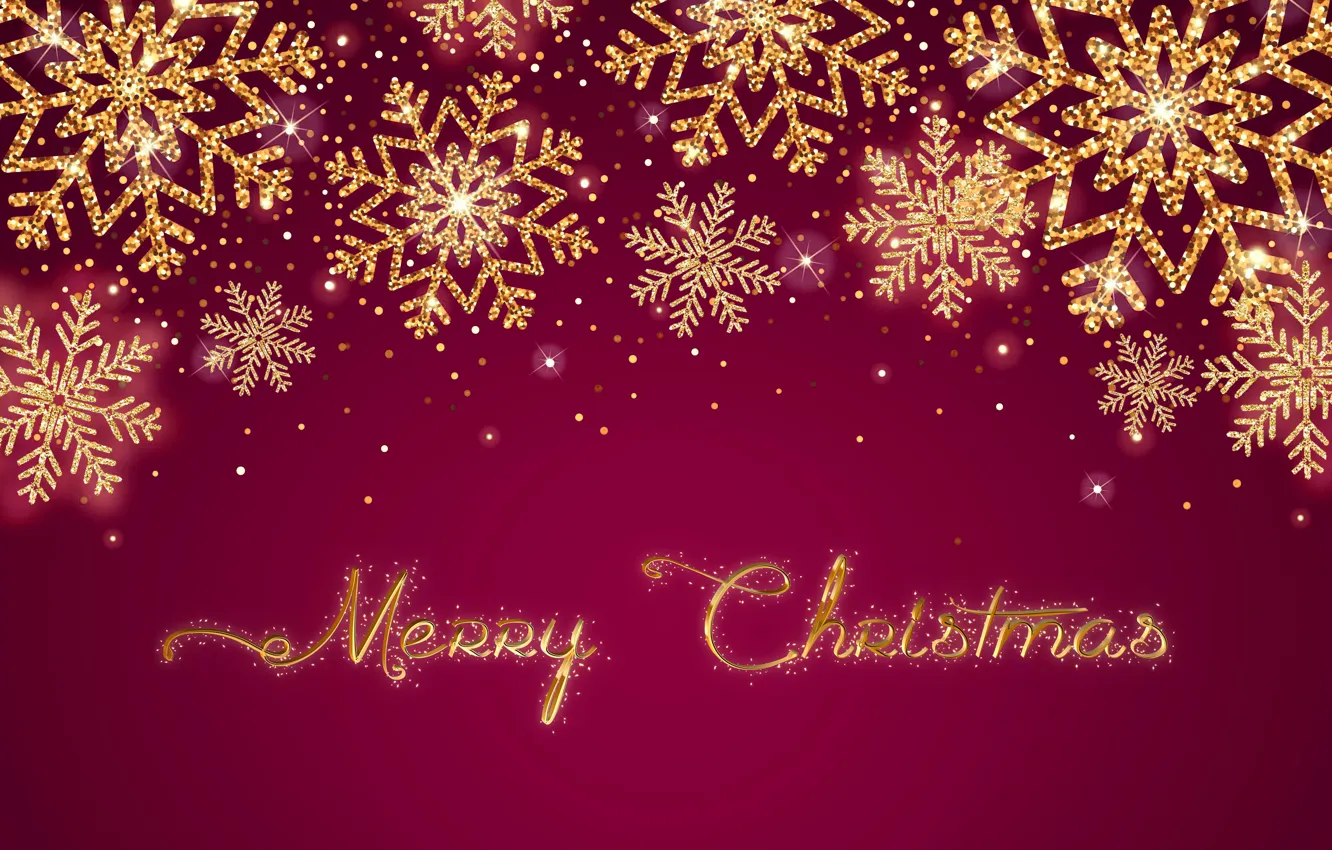 Фото обои снежинки, золото, Новый Год, Рождество, цифры, golden, happy, Christmas