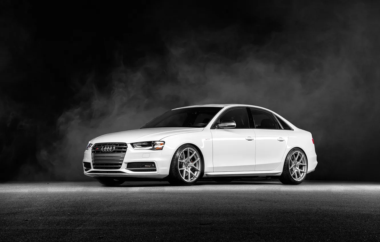 Фото обои Audi, white, Vorsteiner, front