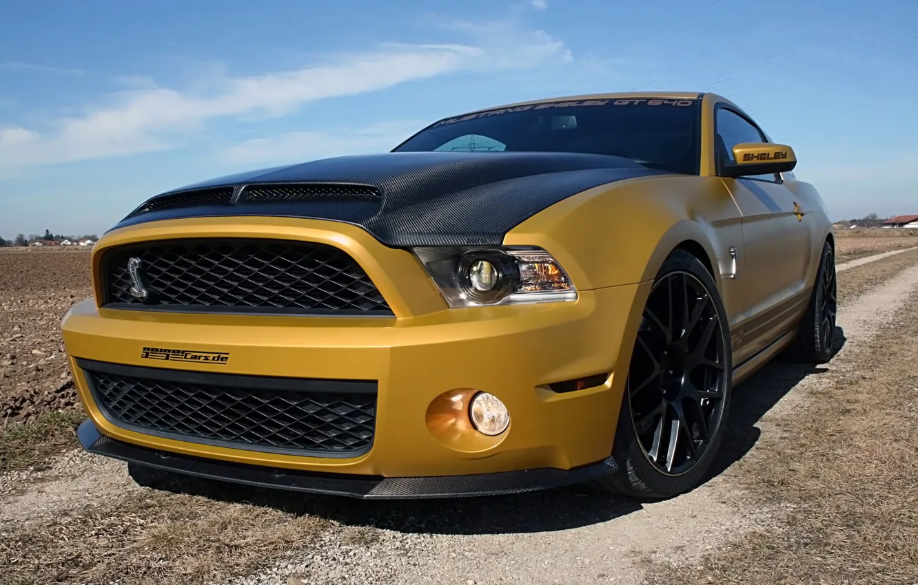 Фото обои Mustang, Ford, Shelby, 2011, Snake, Golden, GT640, GeigerCars