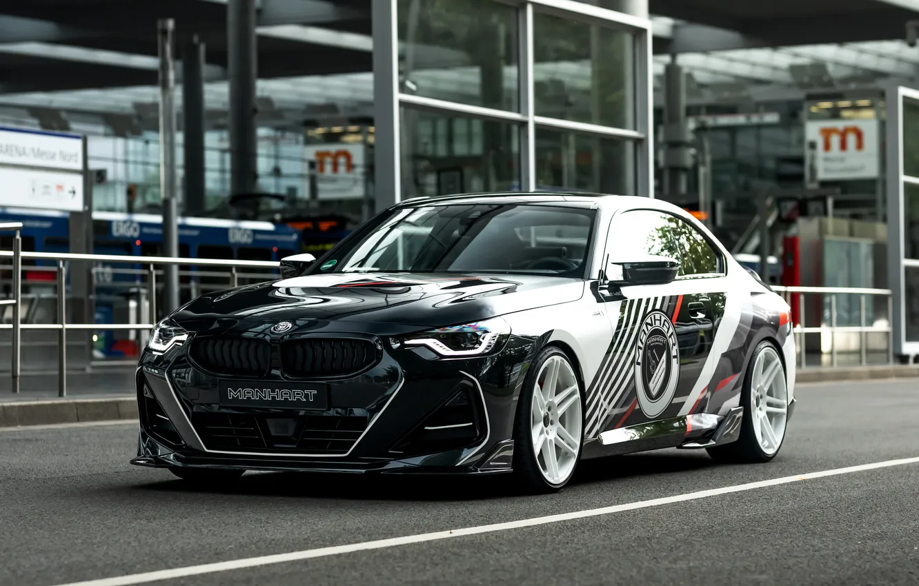 Фото обои BMW, Black, White, Road, Manhart, BMW M2, Manhart MH2