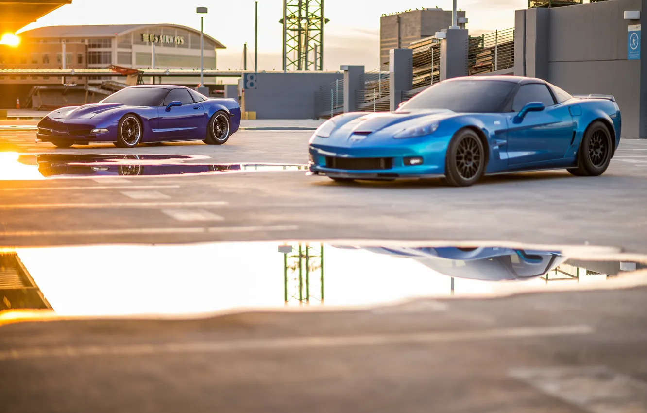 Фото обои Corvette, Blue, C5, C6