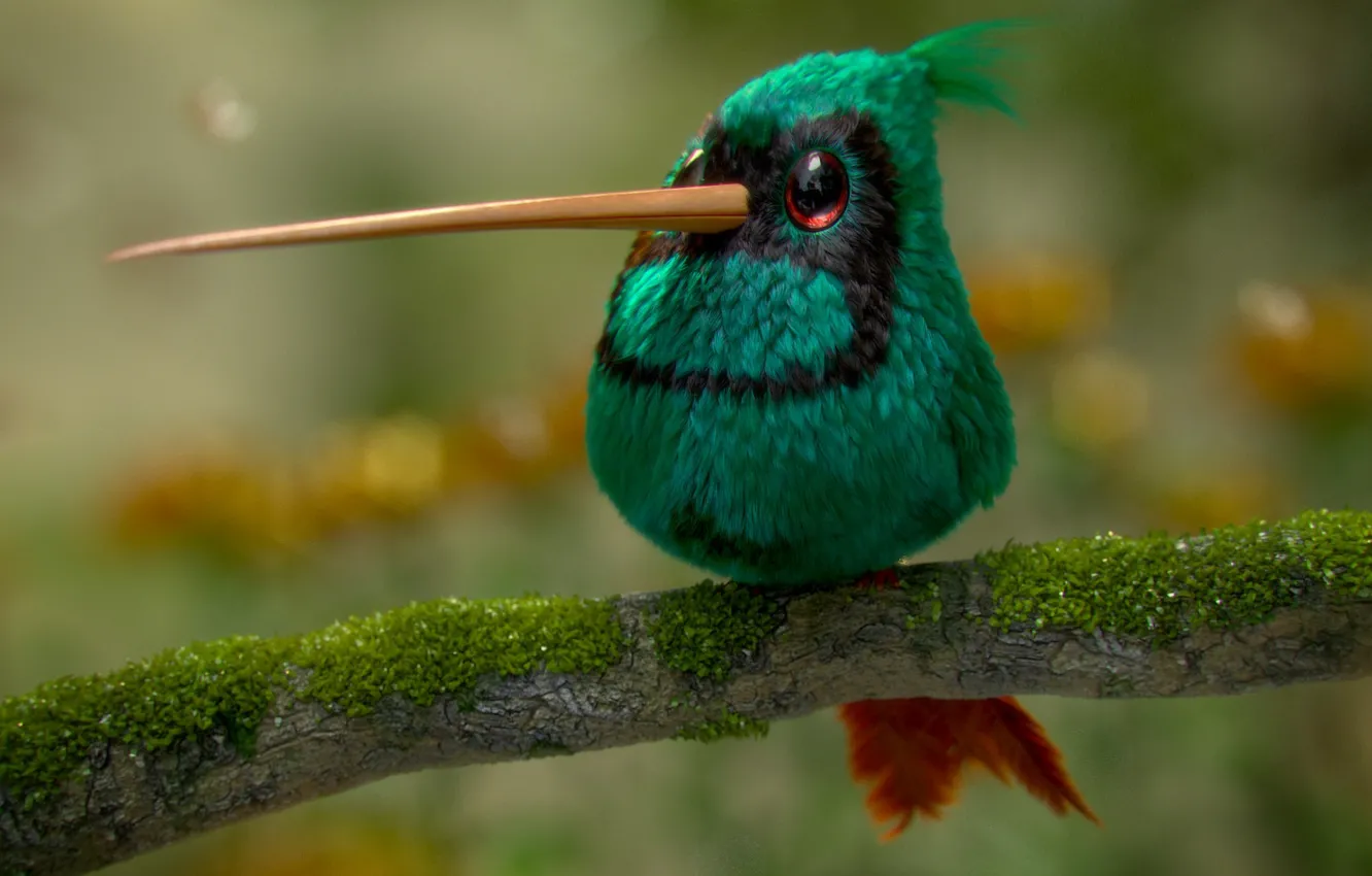 Фото обои арт, птичка, Hummingbird, детская, Cristian Bolivar