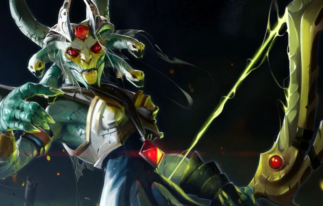 Фото обои змеи, камень, лук, ногти, Valve, Medusa, Dota 2, IceFrog