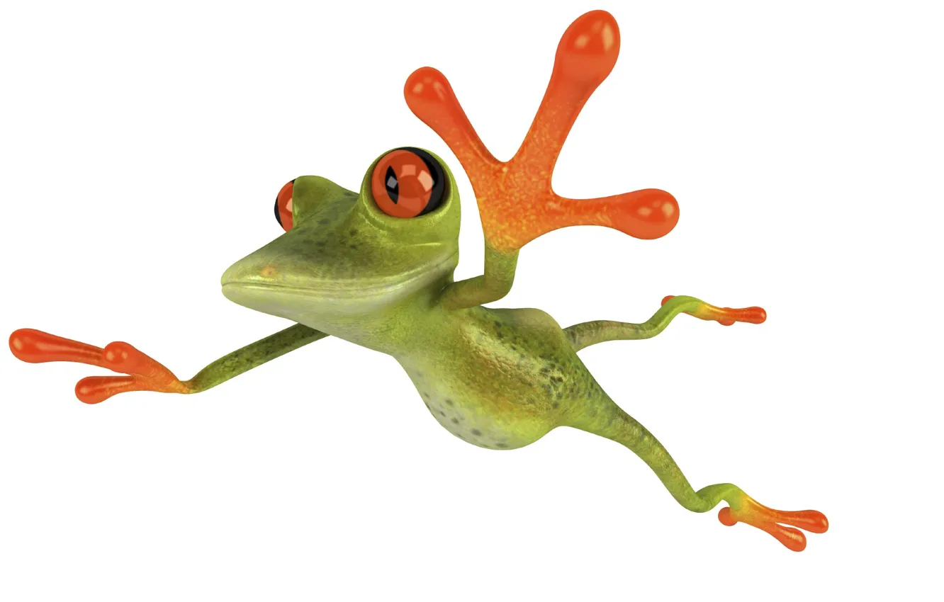 Фото обои полет, прыжок, графика, лягушка, Free frog 3d
