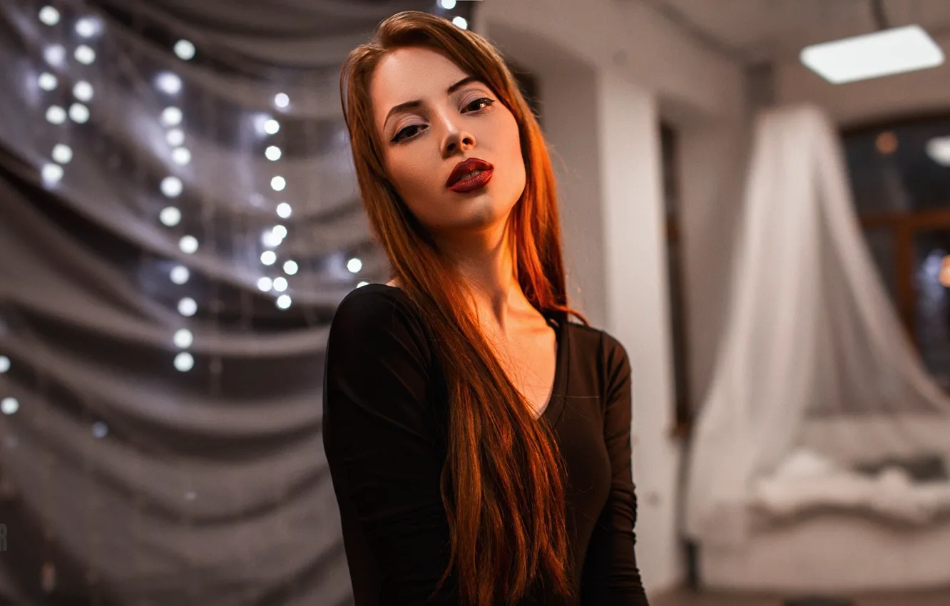 Фото обои взгляд, девушка, помада, губы, рыжая, sexy, красивая, рыженькая