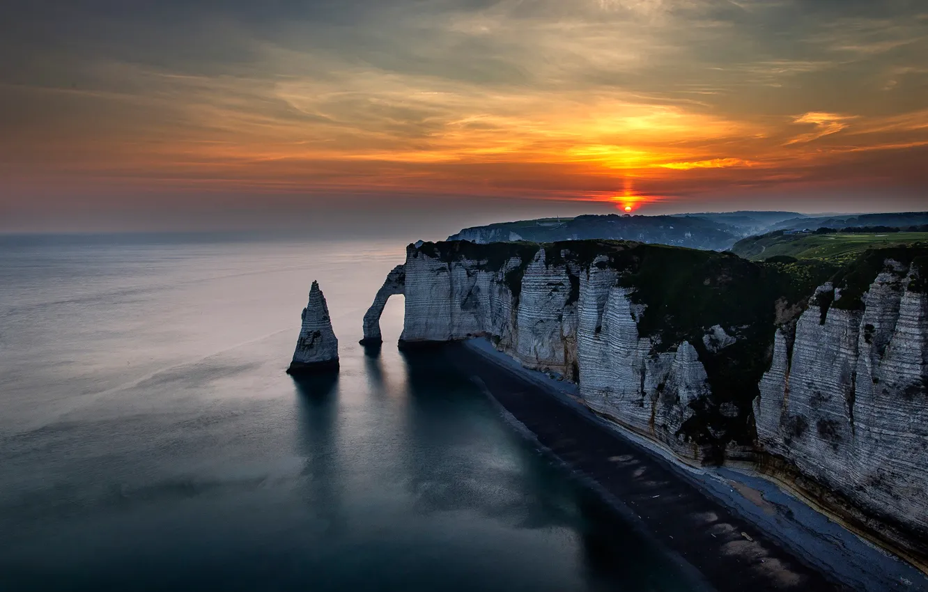 Фото обои пейзаж, Франция, вид, Etretat, Этрета, коммуна