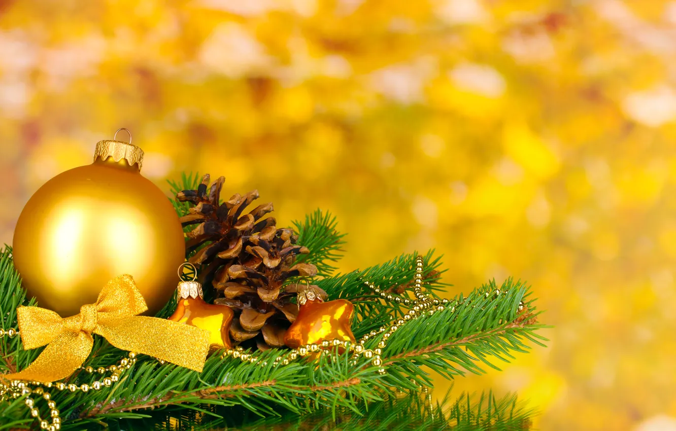 Фото обои ленты, new year, боке, bokeh, Merry Christmas, ribbon, Christmas decoration, рождественские украшения