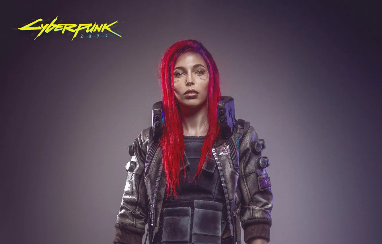 Фото обои взгляд, будущее, игра, технологии, future, game, character, red hair
