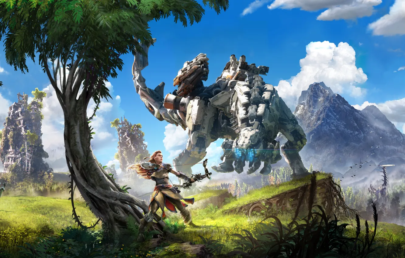 Фото обои Sony, Art, PS4, Horizon: Zero Dawn, Aloy, TheVideoGamegallery.com