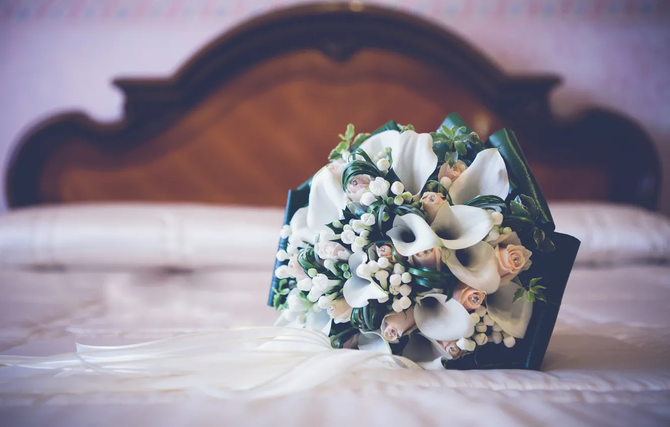 Фото обои цветы, букет, свадебный