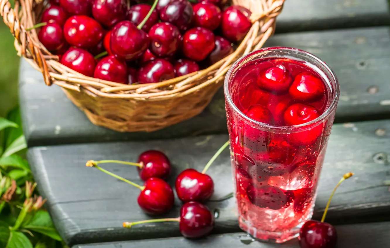 Фото обои вишня, сок, cherries