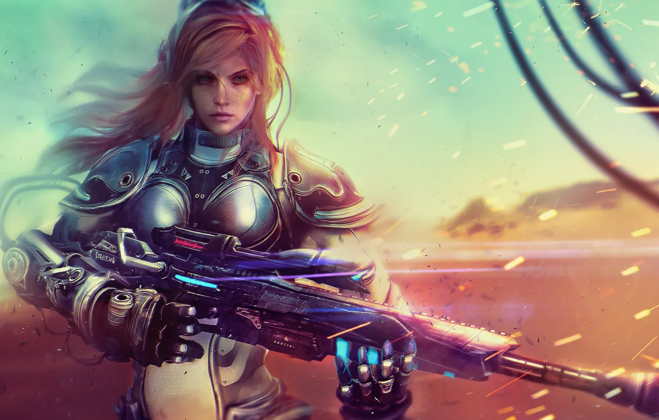 Фото обои девушка, арт, солдат, блондинка, StarCraft, sniper rifle, Nova Terra