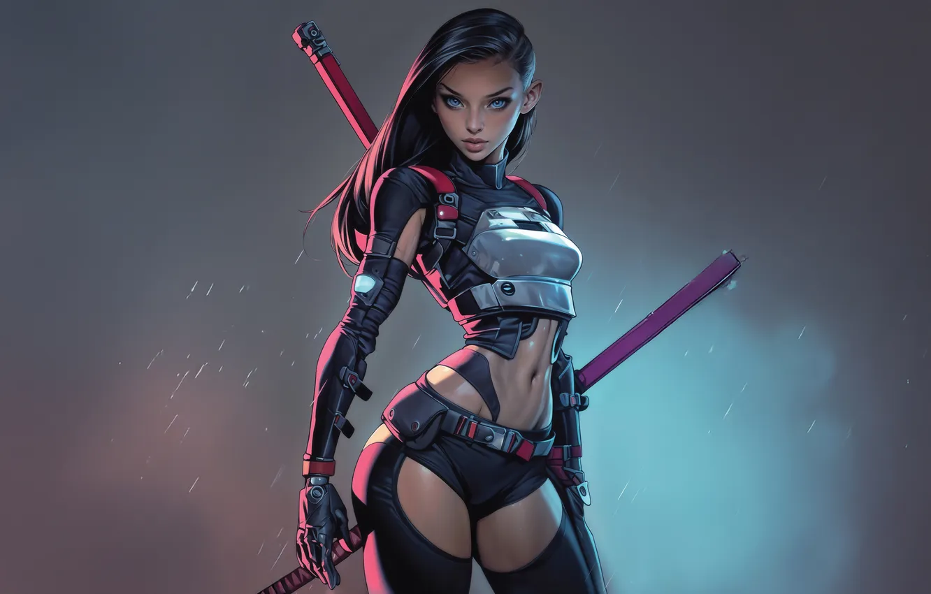Фото обои edge, cyber, anime girl