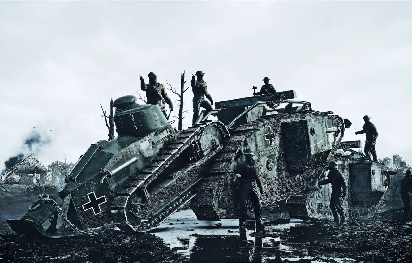 Фото обои война, игра, солдаты, танки, Electronic Arts, Battlefield 1