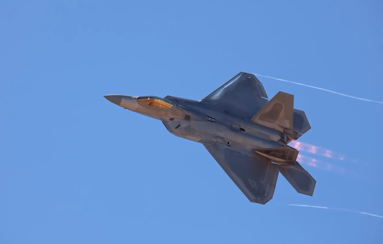 Фото обои небо, F-22, Raptor, раптор, ф-22