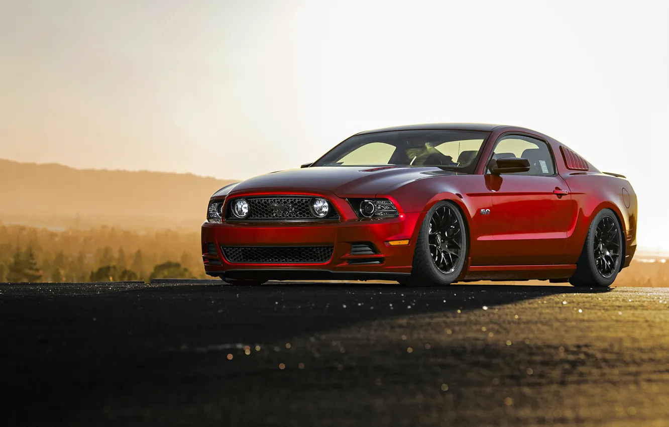 Фото обои car, red, muscle car, форд мустанг, автообои, Ford Mustang GT