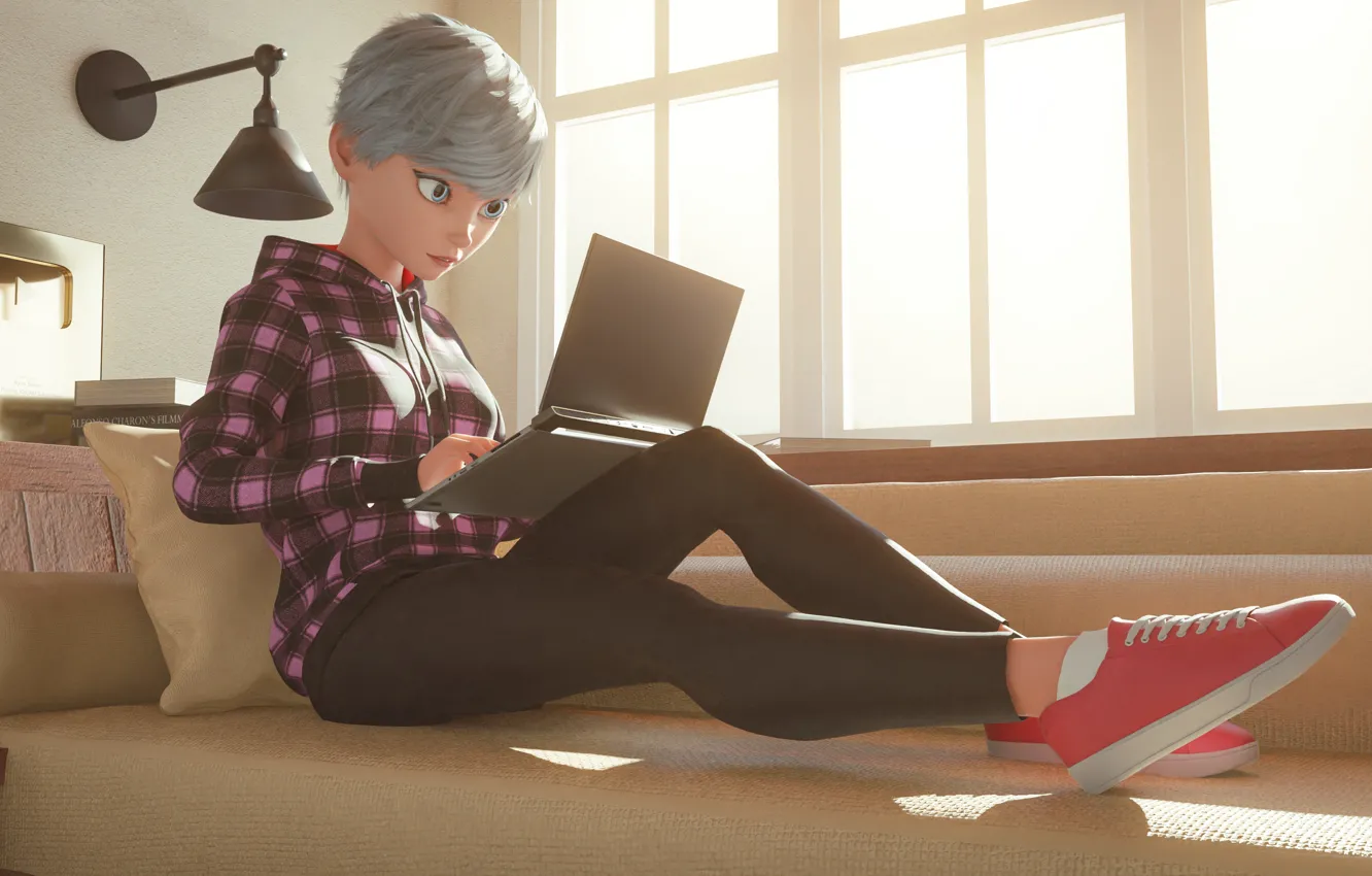 Фото обои girl, sexy, Asian, fresh, flower, design, lightning, anime