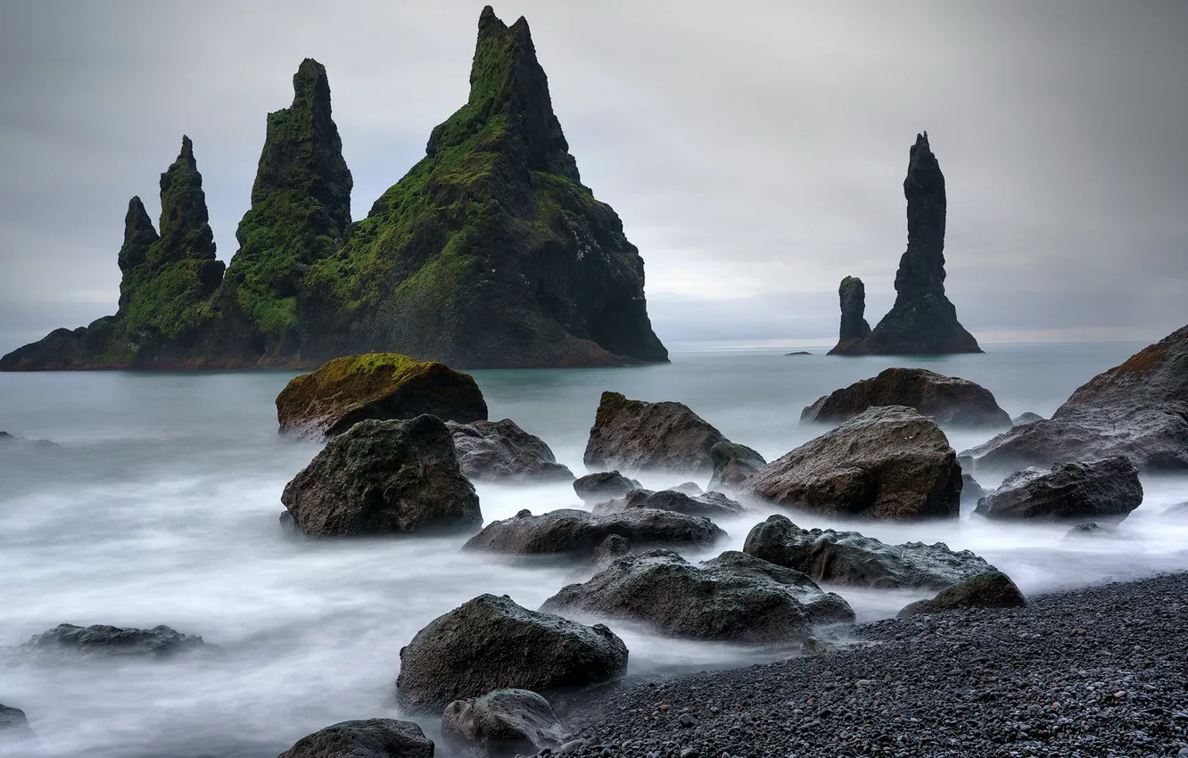 Фото обои Beach, Iceland, Reynisdrangar