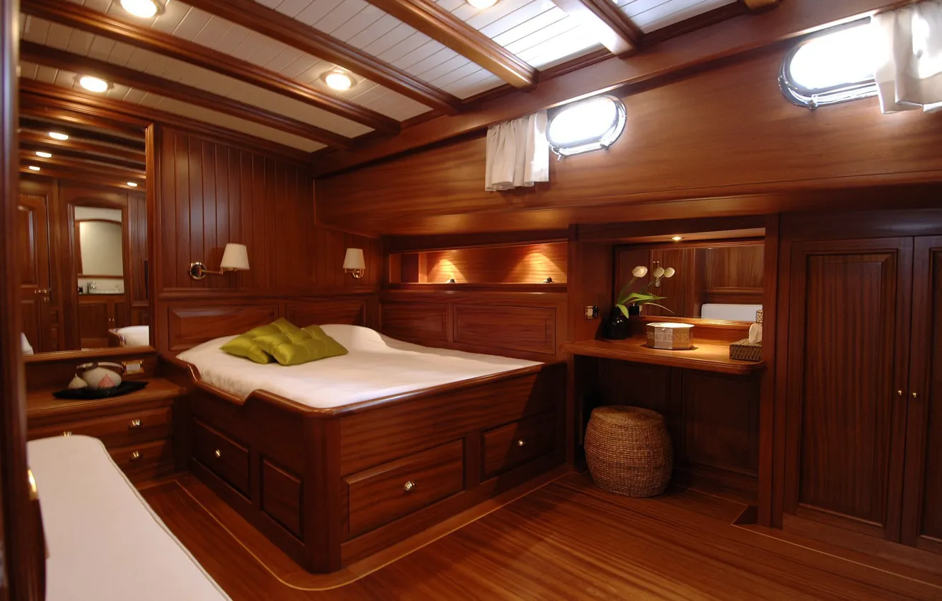 Фото обои дизайн, стиль, интерьер, яхта, люкс, каюта