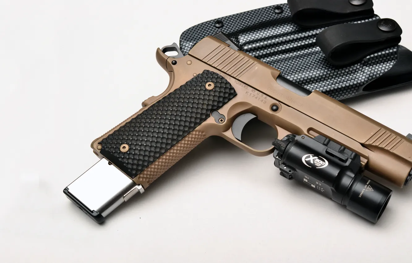 Фото обои пистолет, кобура, Custom series, Desert Warrior, .45 ACP, Kimber
