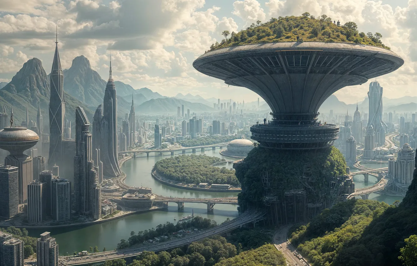 Фото обои fantasy, landscape, castle, AI art