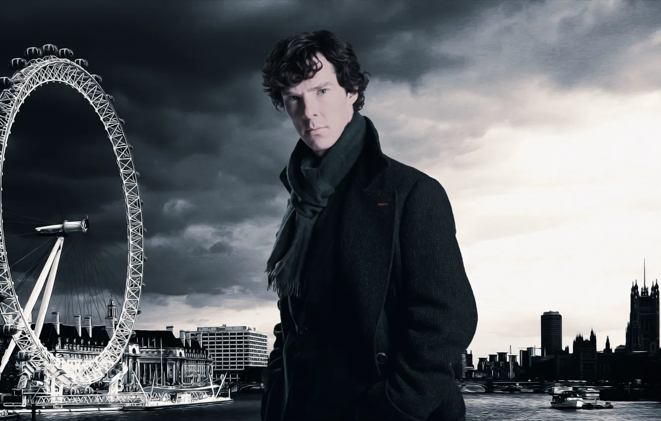 Фото обои колесо обозрения, Бенедикт Камбербэтч, Sherlock, Sherlock BBC, Sherlock Holmes, Sherlock (сериал)