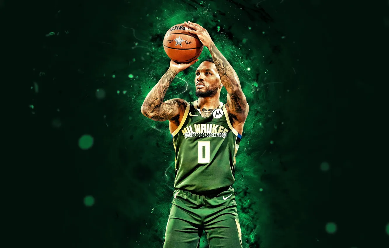 Фото обои NBA, Basketball, Milwaukee Bucks, Bucks, Milwaukee, Dame, Damian Lillard, Lillard