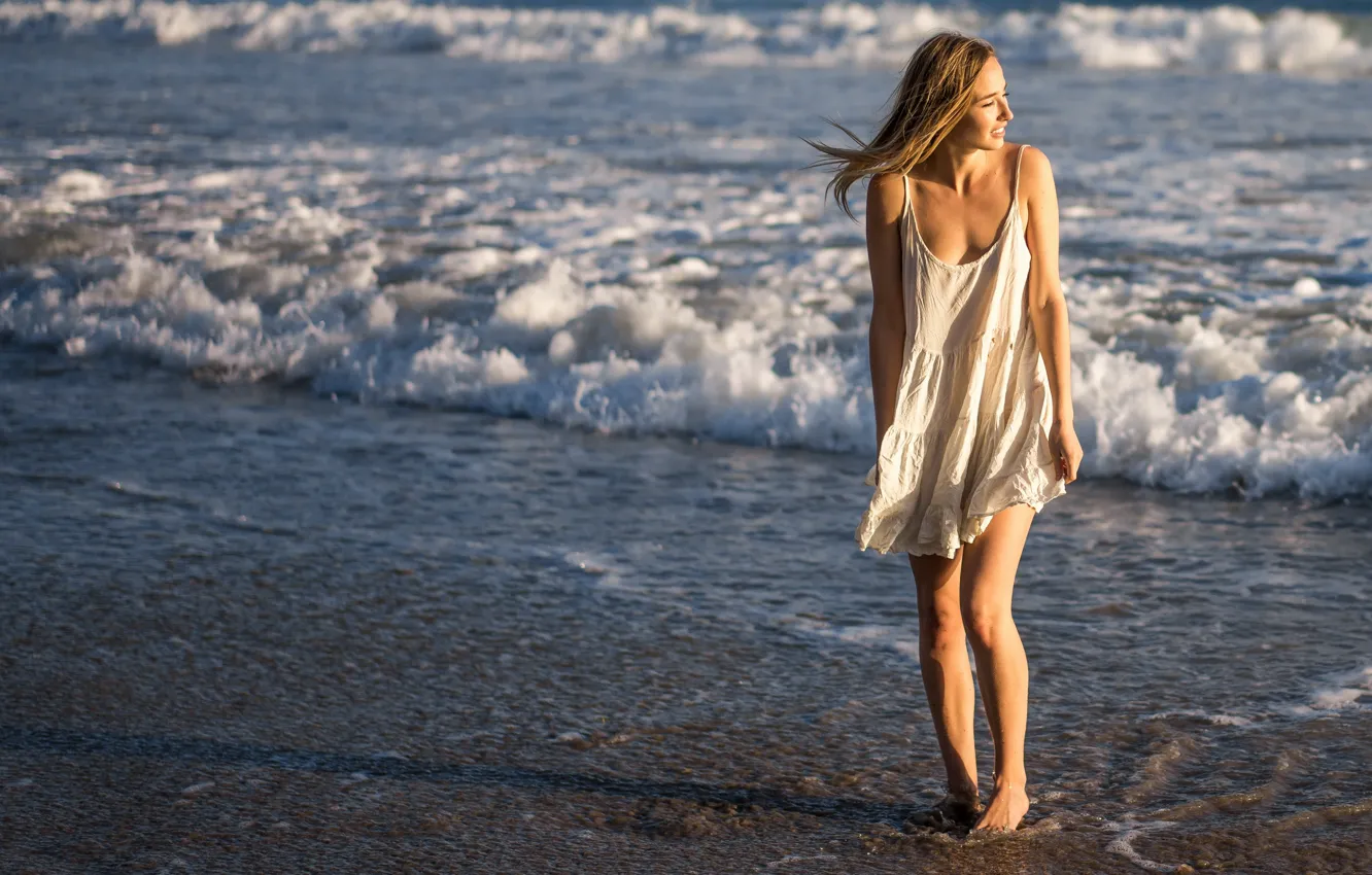 Фото обои море, лето, девушка, берег