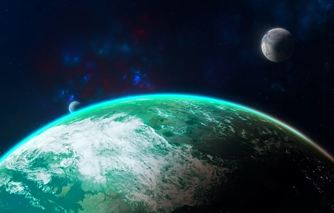Фото обои космос, планеты, звёзды, орбита, Digital Universe