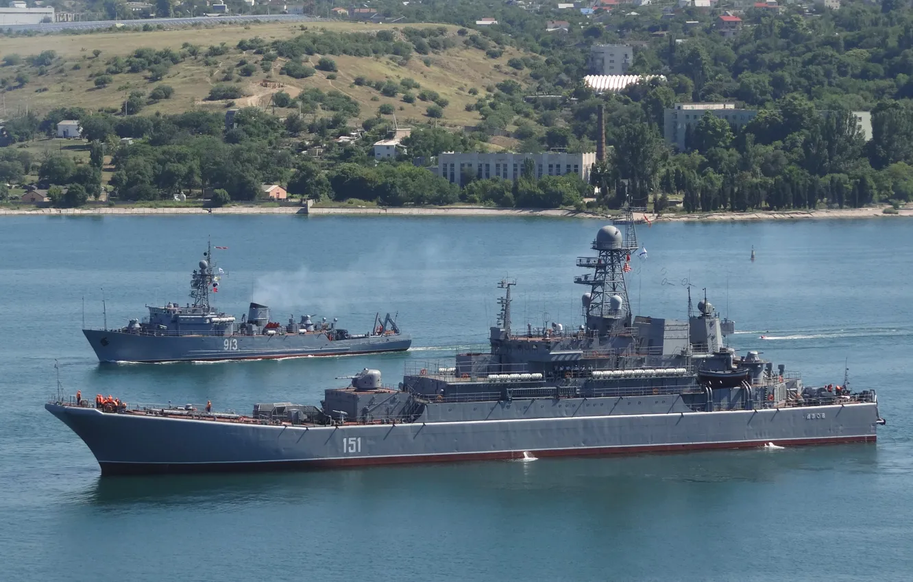 Фото обои корабль, большой, морской, десантный, тральщик, Черноморский Флот, Азов, Ковровец