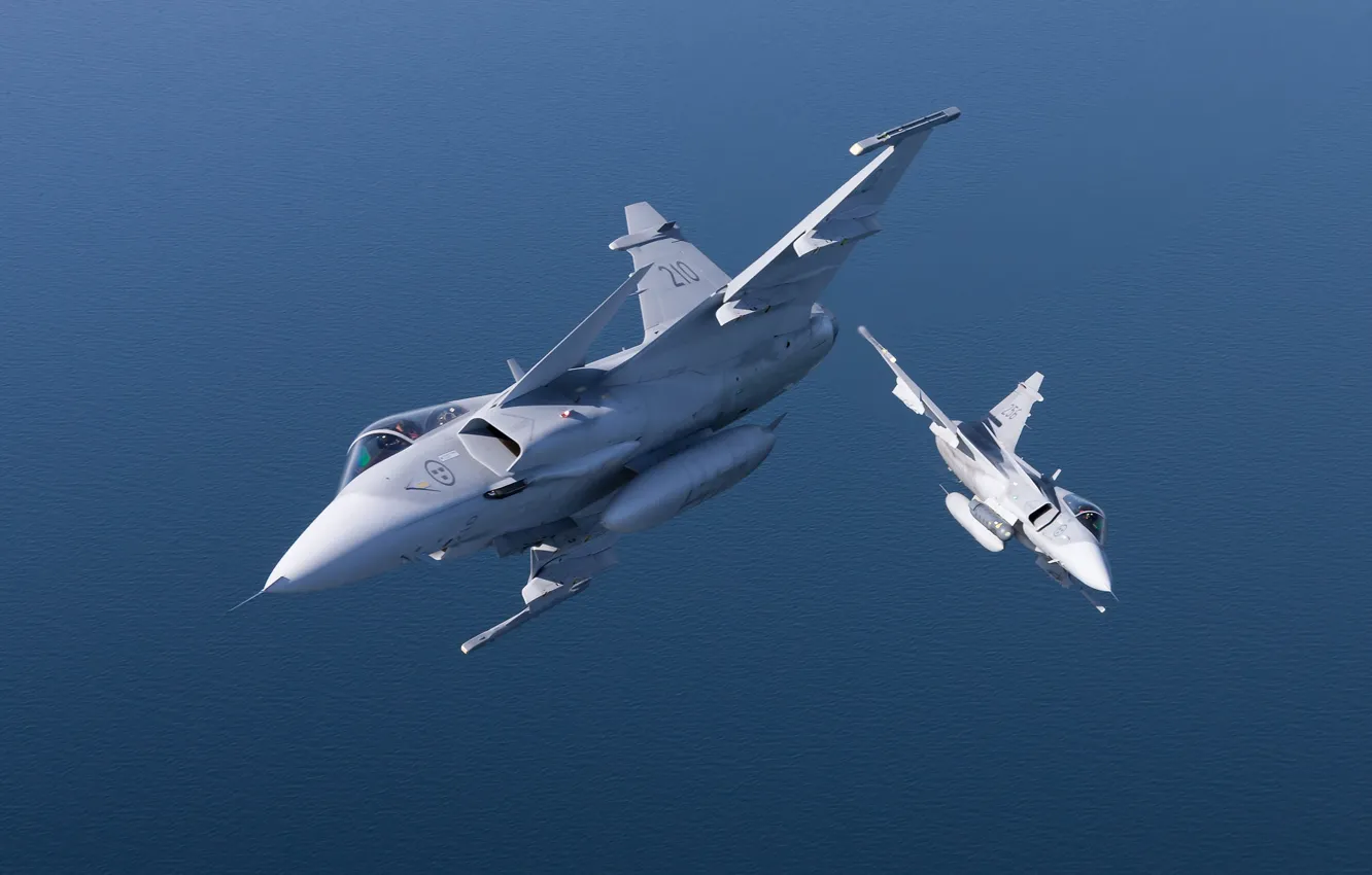 Фото обои Saab, Gripen, Two, JAS 39C